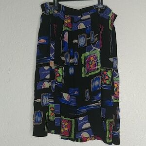 Sag Harbor Multicolored 90s Retro Print Skirt With Pockets Size XL (CL)